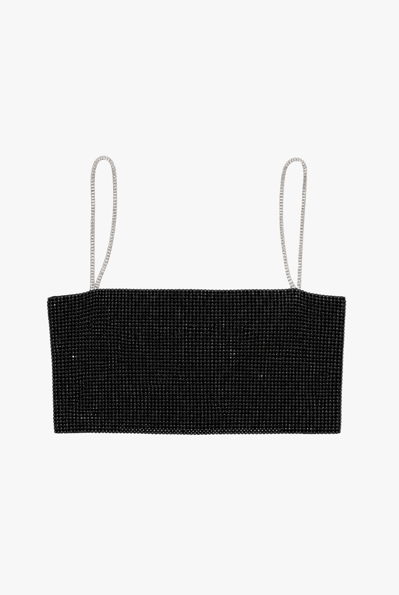 Glasshouse Cami — black rhinestone mesh womens cami top flat lay by Sulta Studios