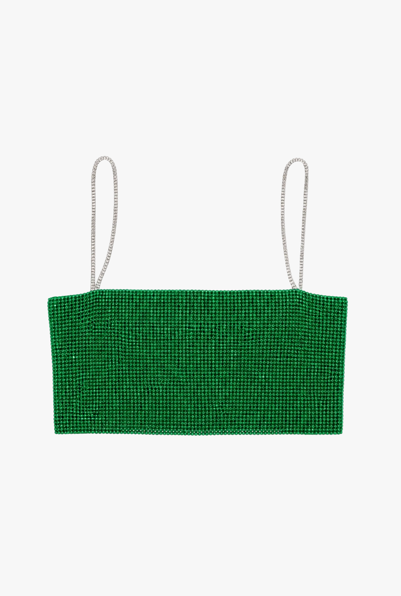 Glasshouse Cami — green rhinestone mesh womens cami top flat lay by Sulta Studios
