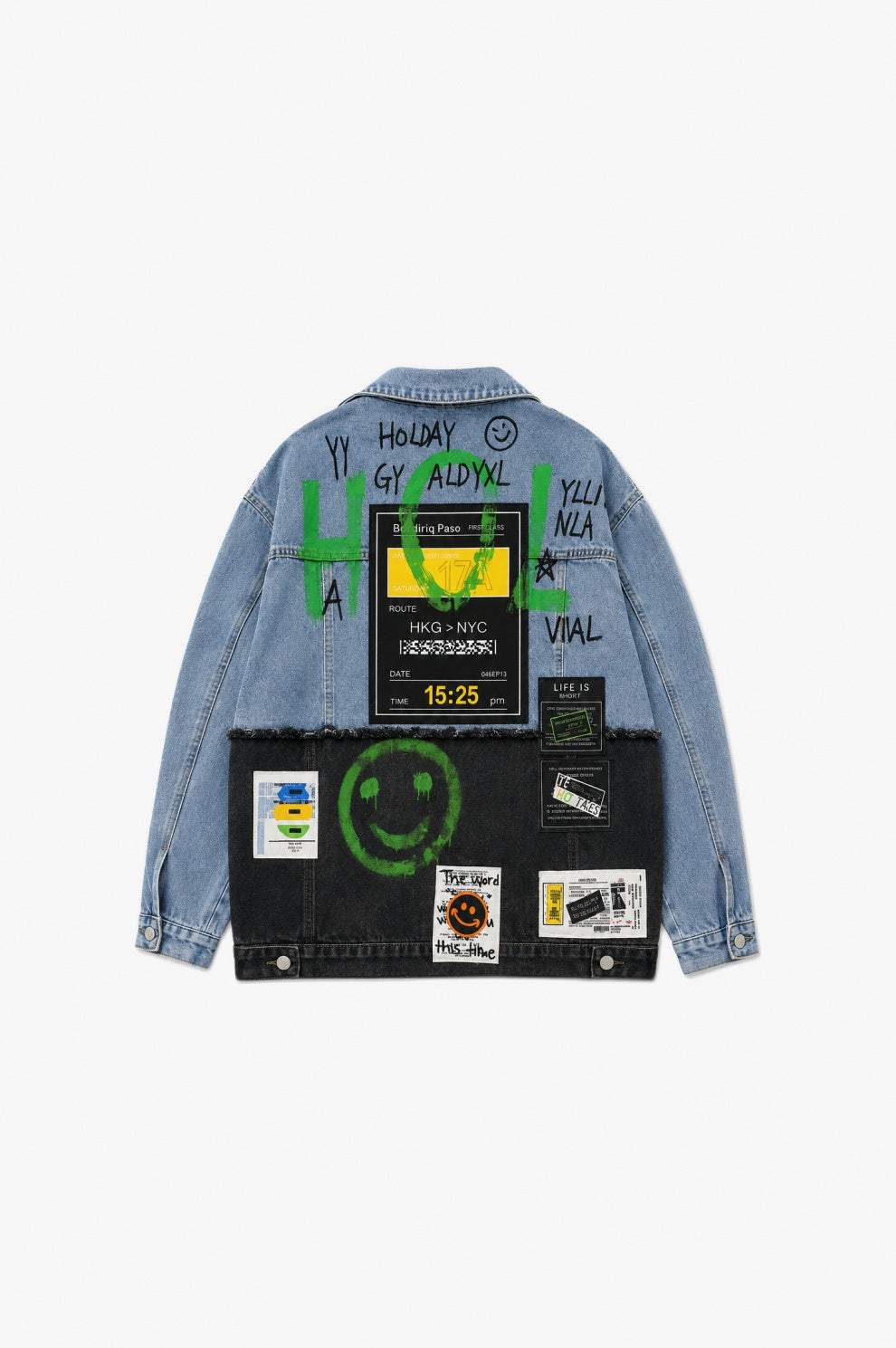 Graffiti Panel Denim flat-lay