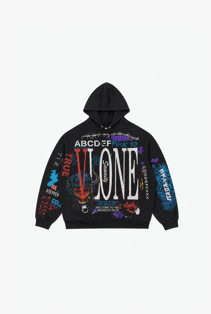 Graffiti Panel Hoodie flat-lay