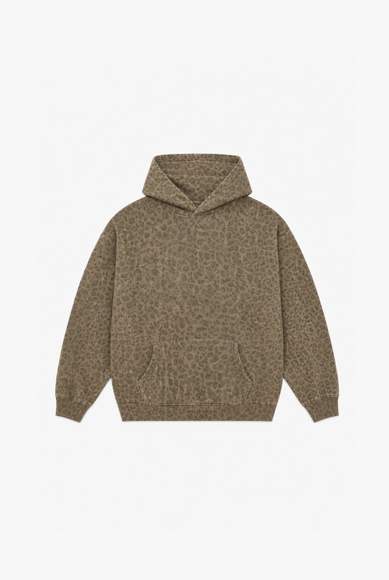 Green Leopard Hoodie flat-lay