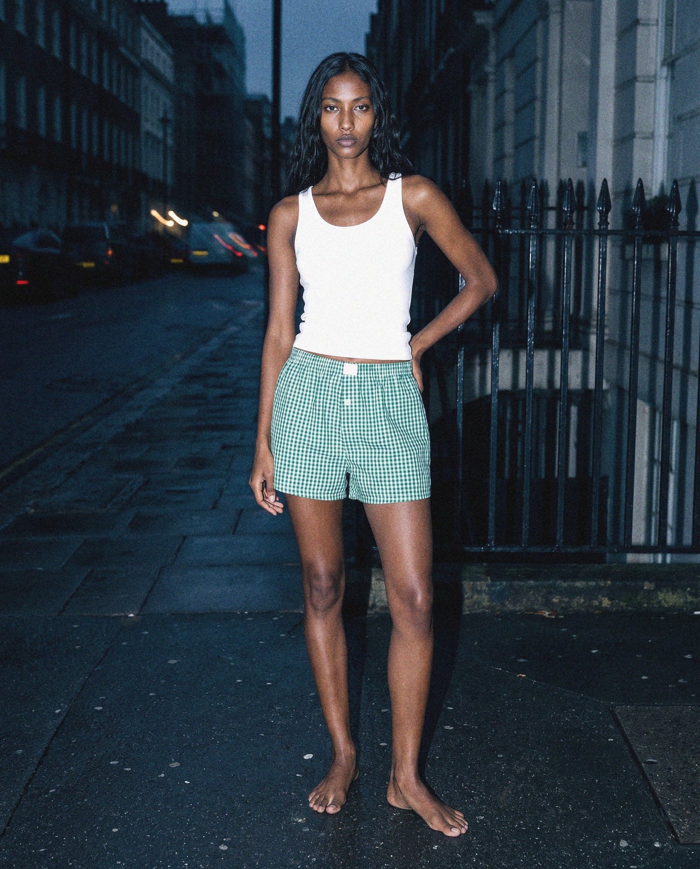 BLNKA editorial - Green Plaid Boxers