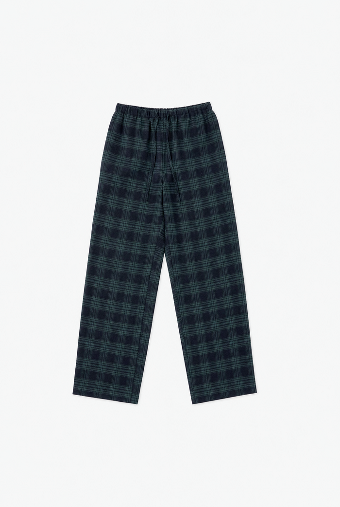 Green Plaid Wide Leg Pants flat-lay
