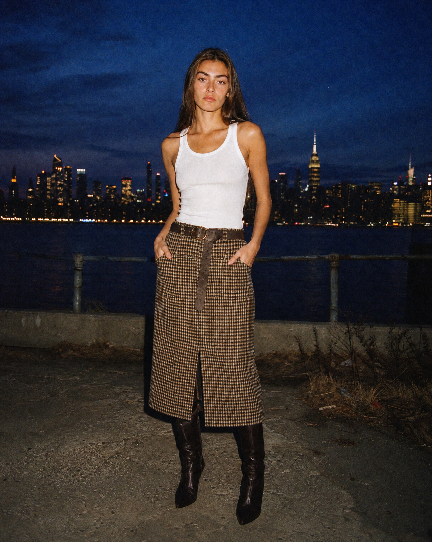 Gridwork Skirt — female model editorial shot by Sulta Studios