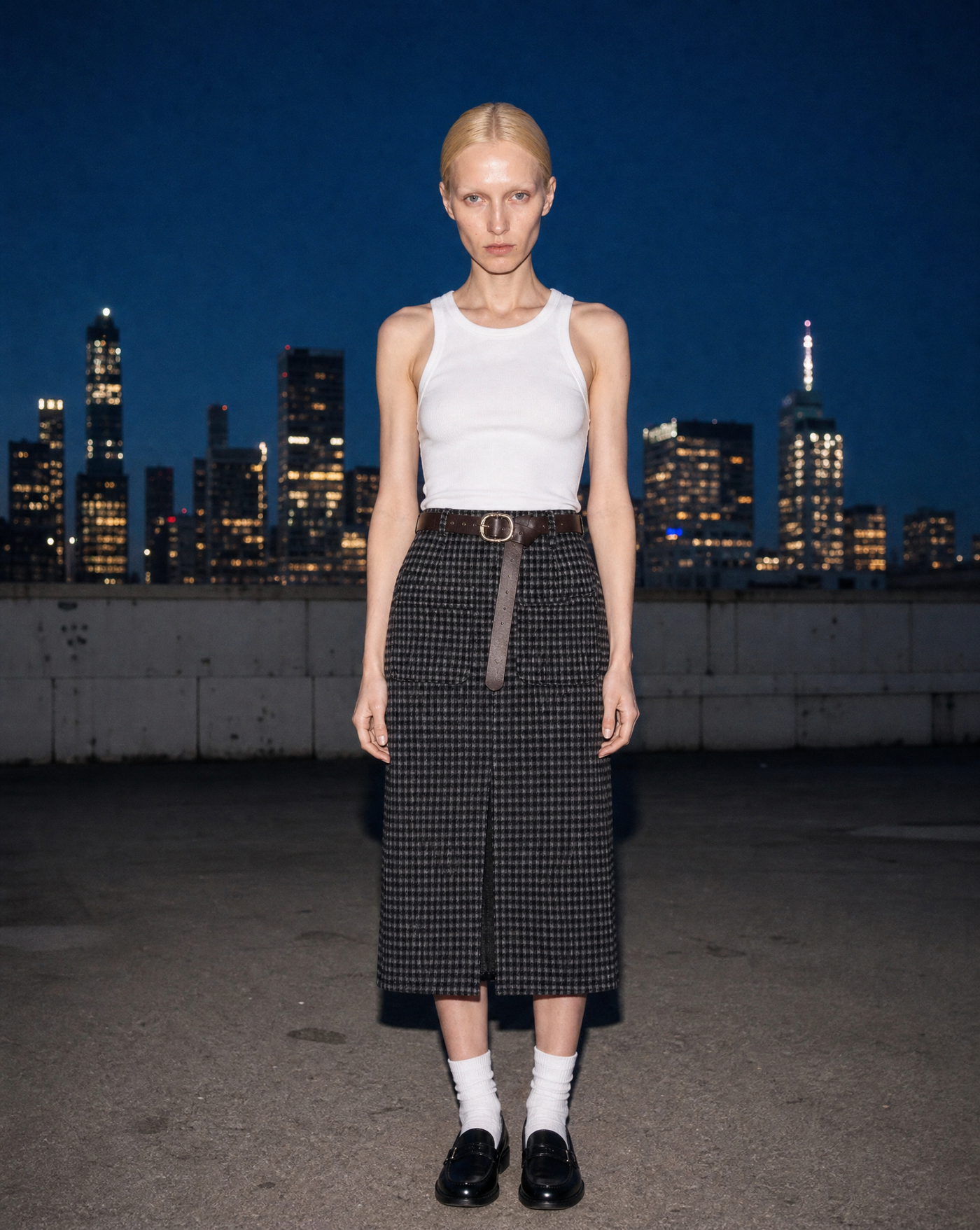 Gridwork Skirt — female model editorial shot by Sulta Studios