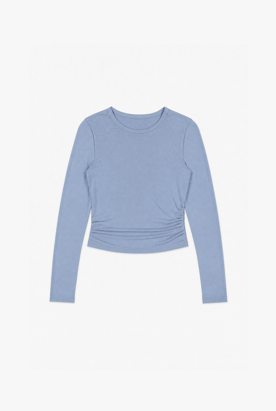 Haze Long Sleeve Crop Top — women's blue long sleeve crop top by Sulta Studios