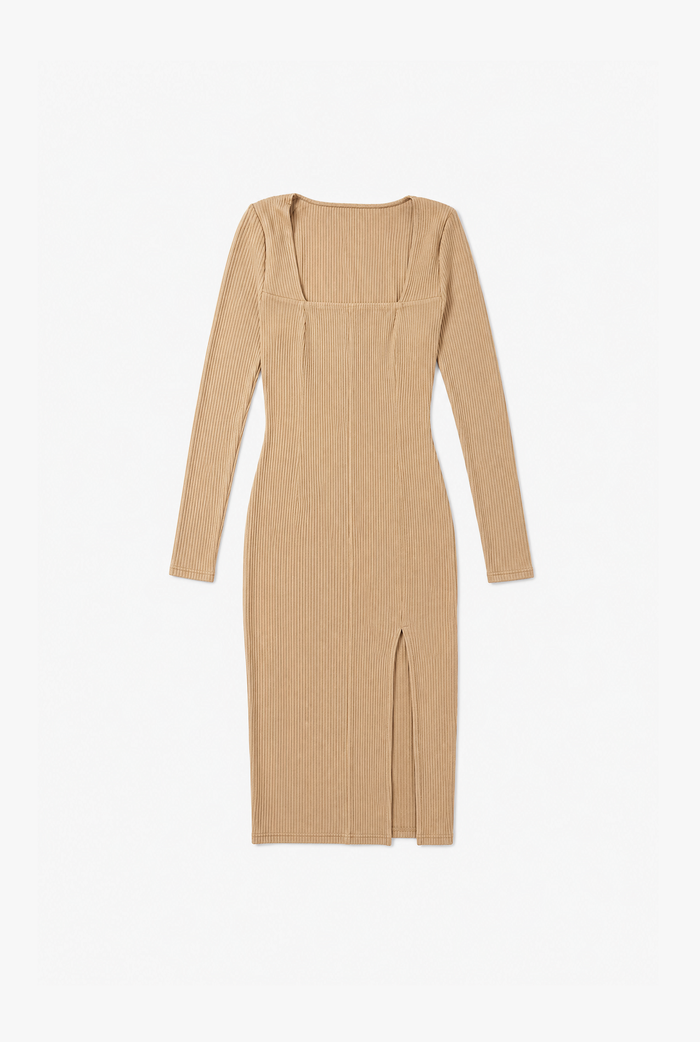 High Slit Knit Dress flat-lay