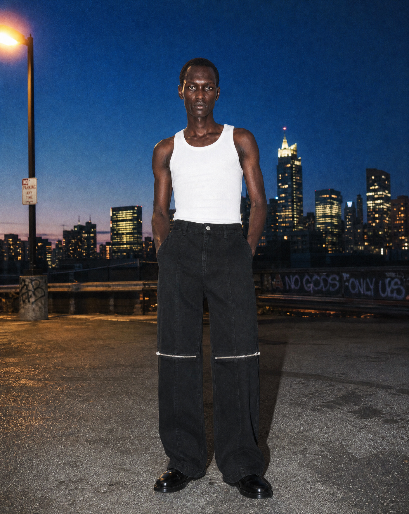 Hinge Wide Leg Denim — male model editorial shot by Sulta Studios