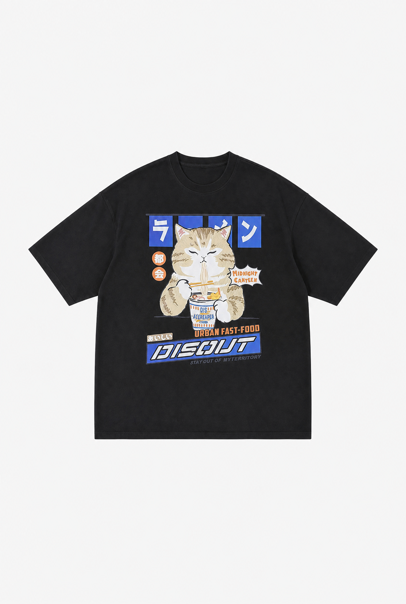 Ramen Cat Tee flat-lay