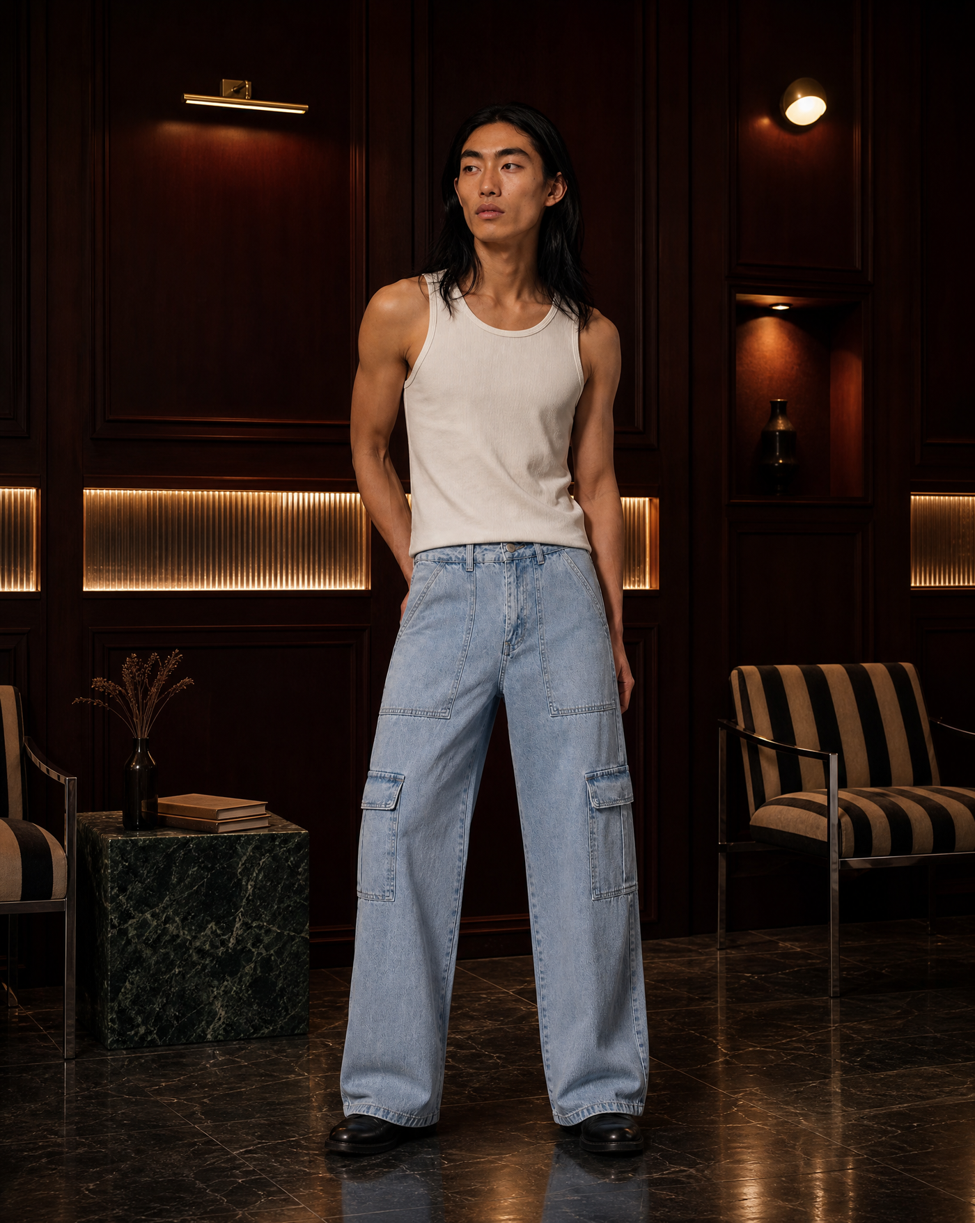 Light Wash Cargo Jeans — women's bottoms by Blnka Kollective