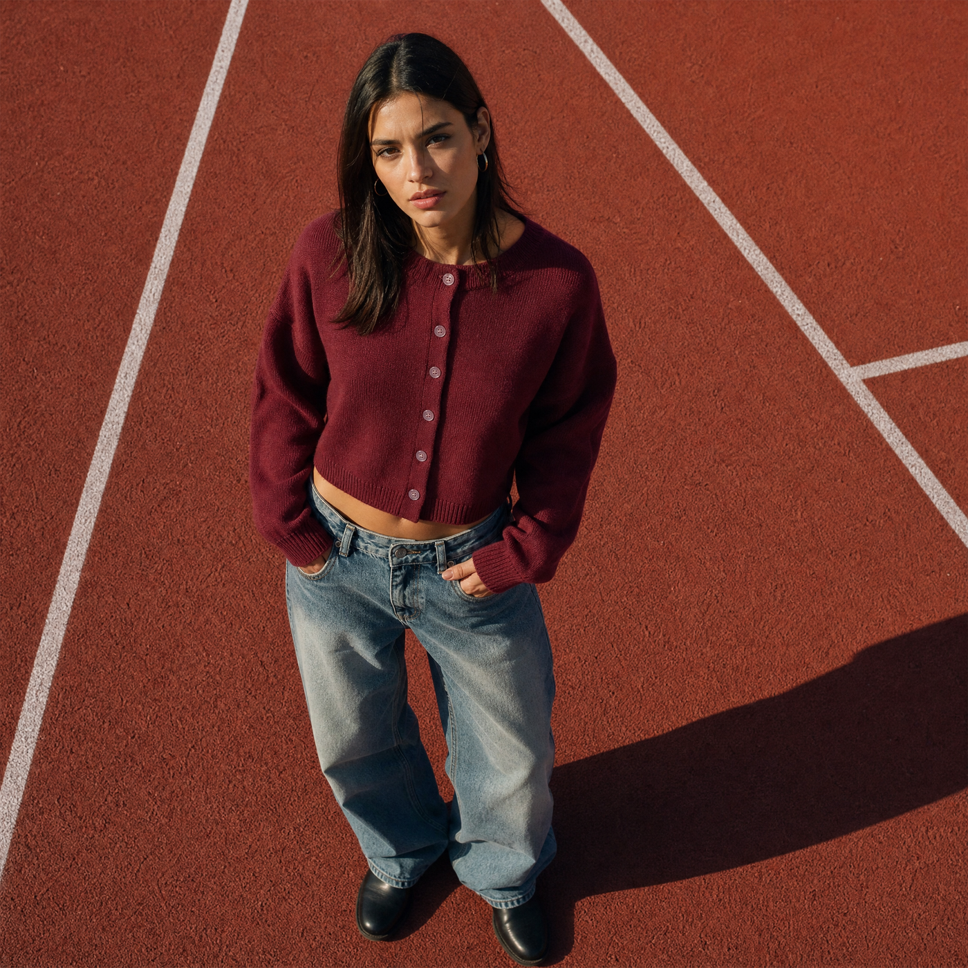 Wine Knit Cardigan — women's crop knitwear by Blnka Kollective