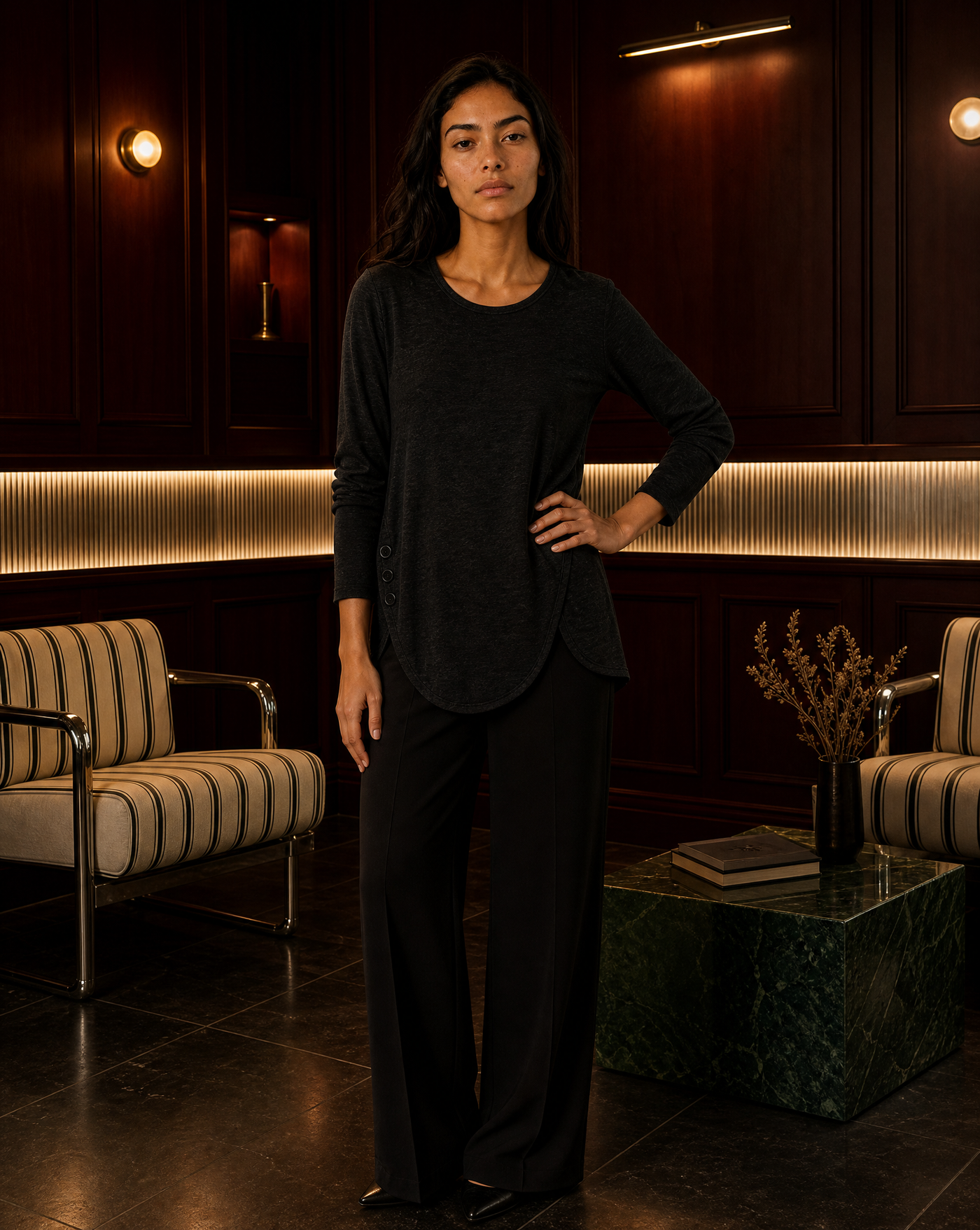 Asymmetric Button Tee — black blue t-shirts by Blnka Kollective