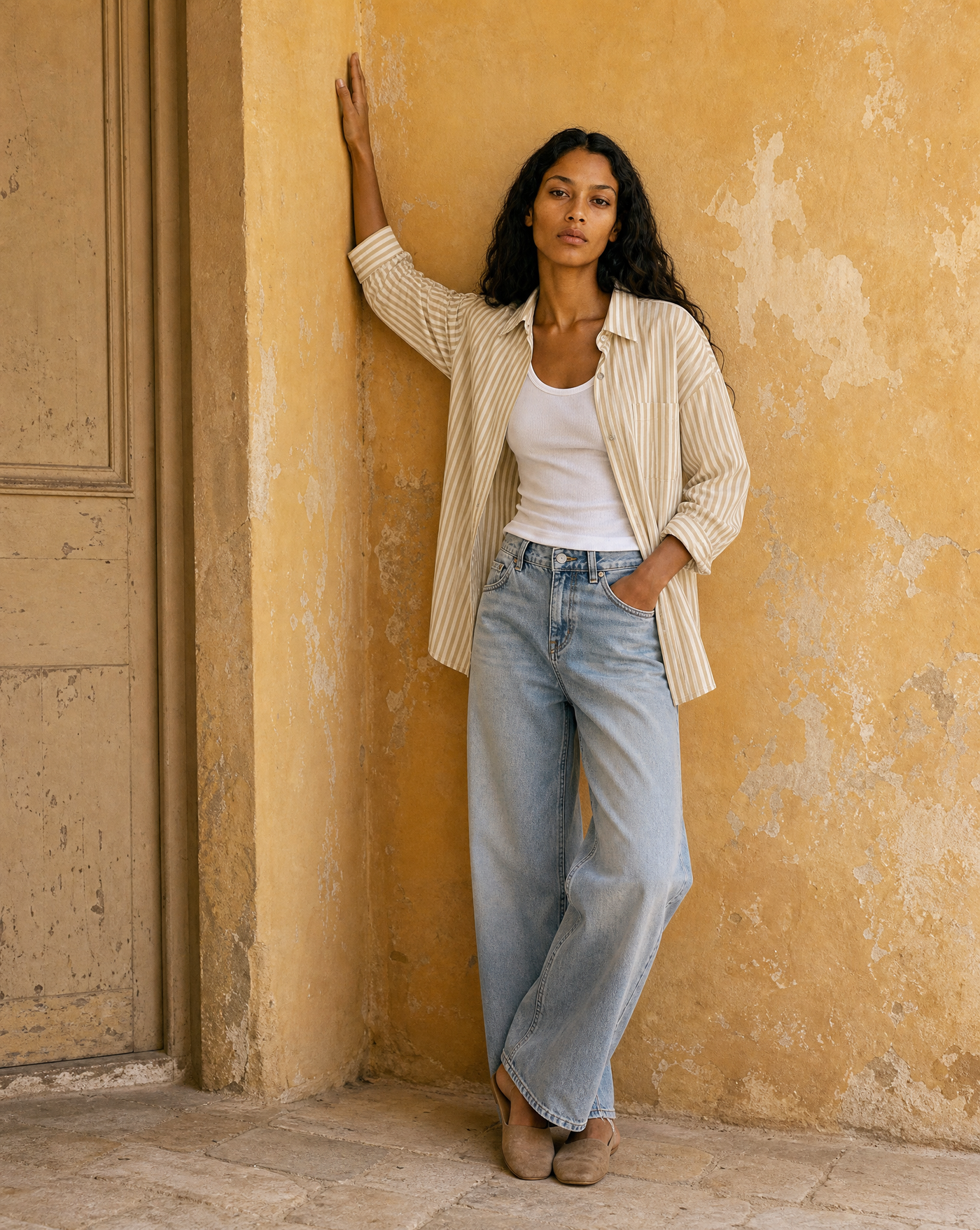 Apricot Stripe Shirt — women's shirts by Blnka Kollective