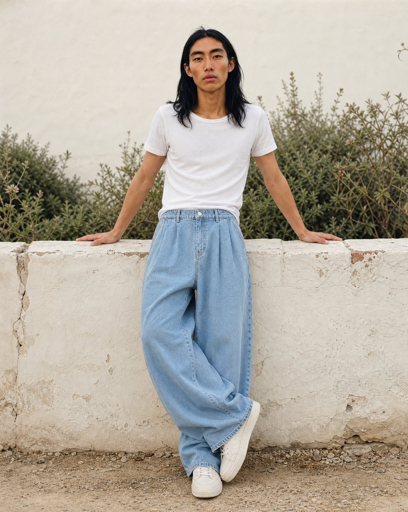 Light Wash Denim — men's wide leg jeans by Blnka Kollective