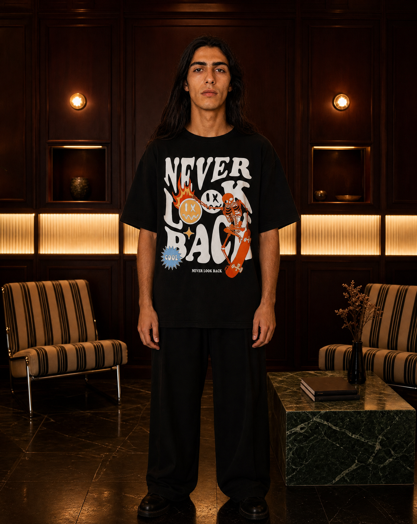Skull Flower Tee — men's black graphic t-shirts by Blnka Kollective