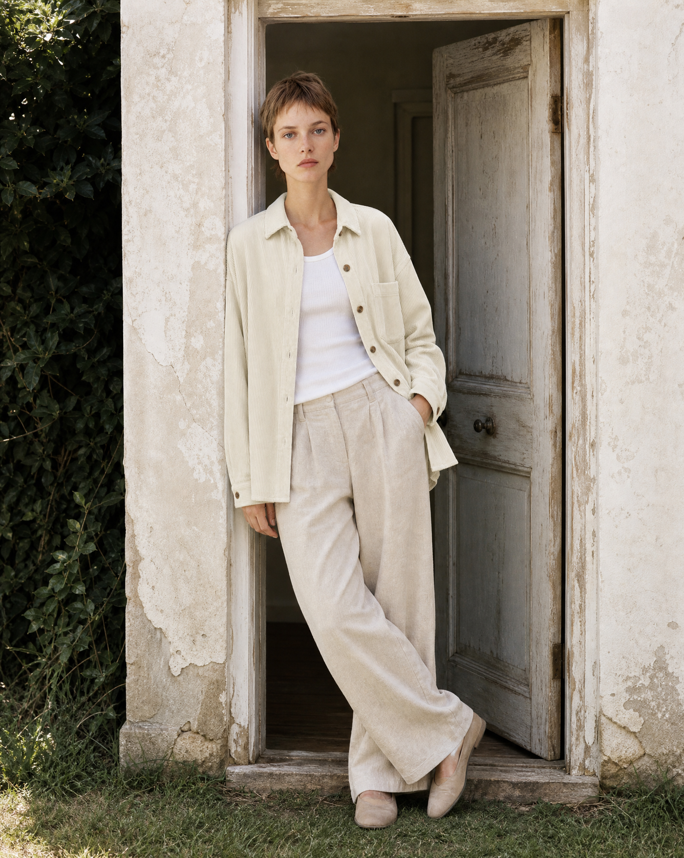 Beige Corduroy Overshirt — women's shirts by Blnka Kollective