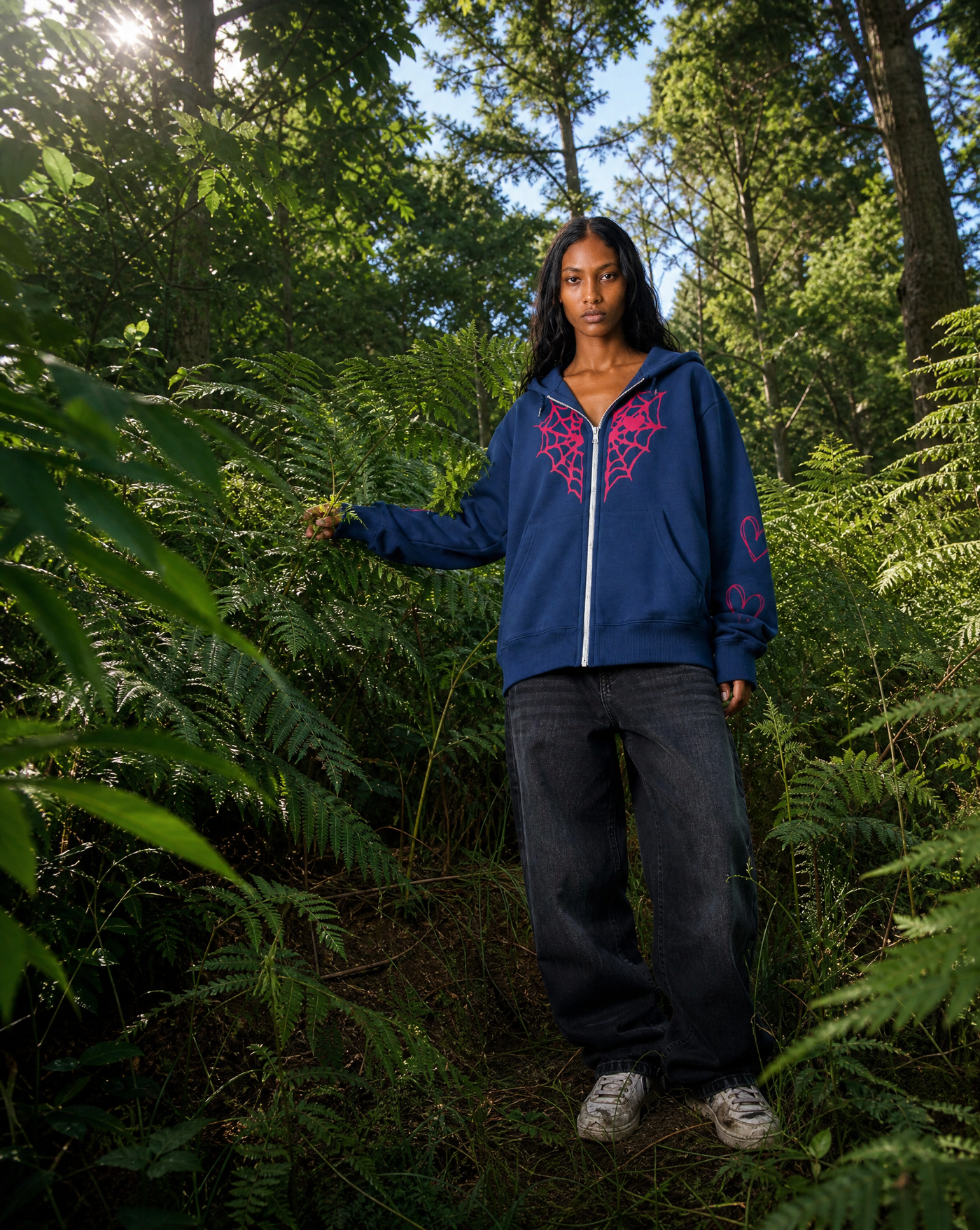 Webbed Zip Hoodie — women's navy blue hoodies & sweatshirts by Blnka Kollective