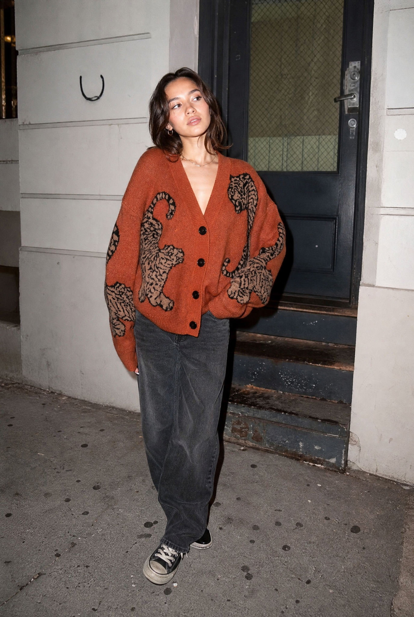 Wildcat Cardigan — women's brown orange knitwear by Blnka Kollective