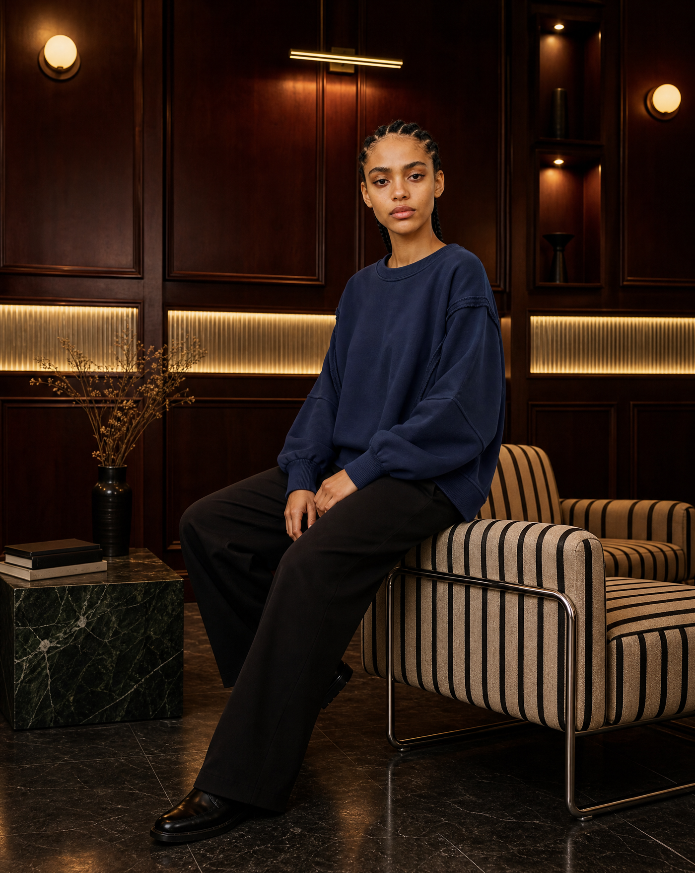 Midnight Slouch — women's navy blue oversized hoodies & sweatshirts by Blnka Kollective