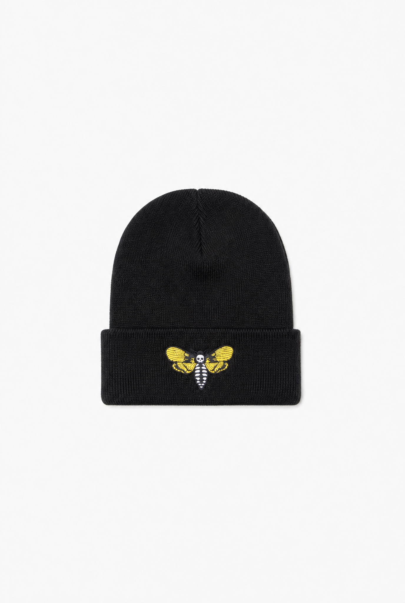 Skull Moth Beanie flat-lay