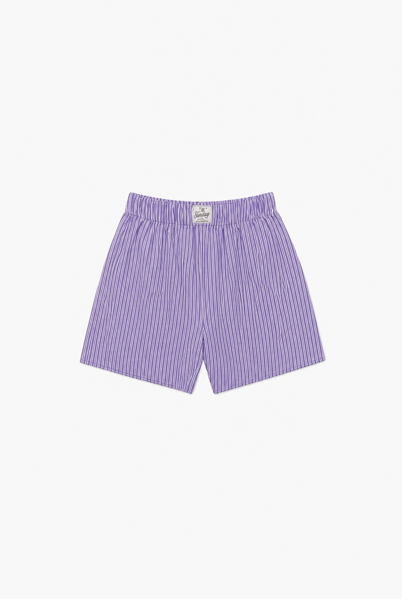 Purple Letter Shorts flat-lay