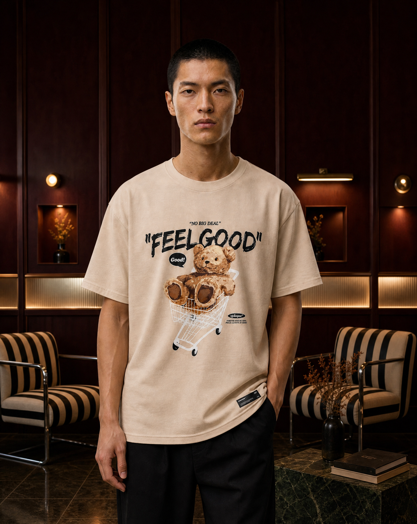 Bear Print Tee — graphic khaki t-shirts by Blnka Kollective
