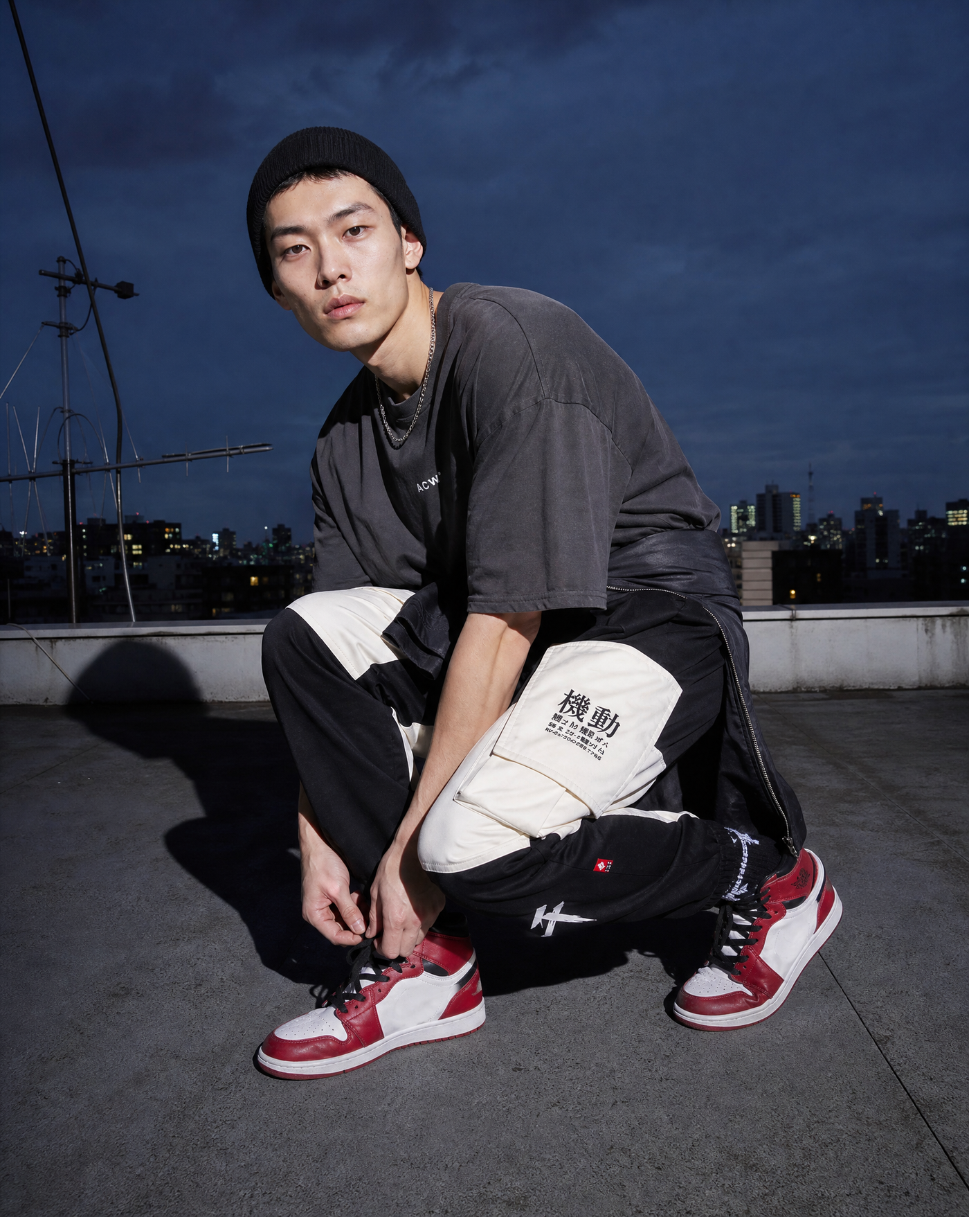 Kanji Cargo Pants — men's black bottoms by Blnka Kollective
