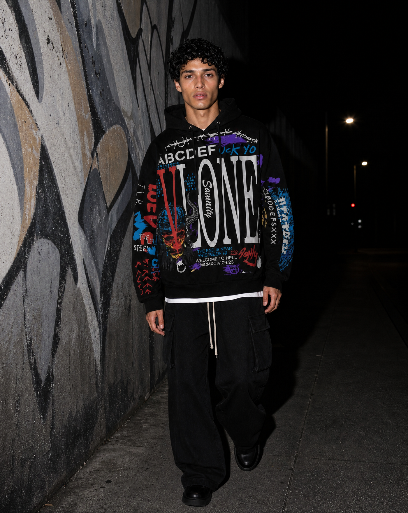 BLNKA editorial - Graffiti Panel Hoodie