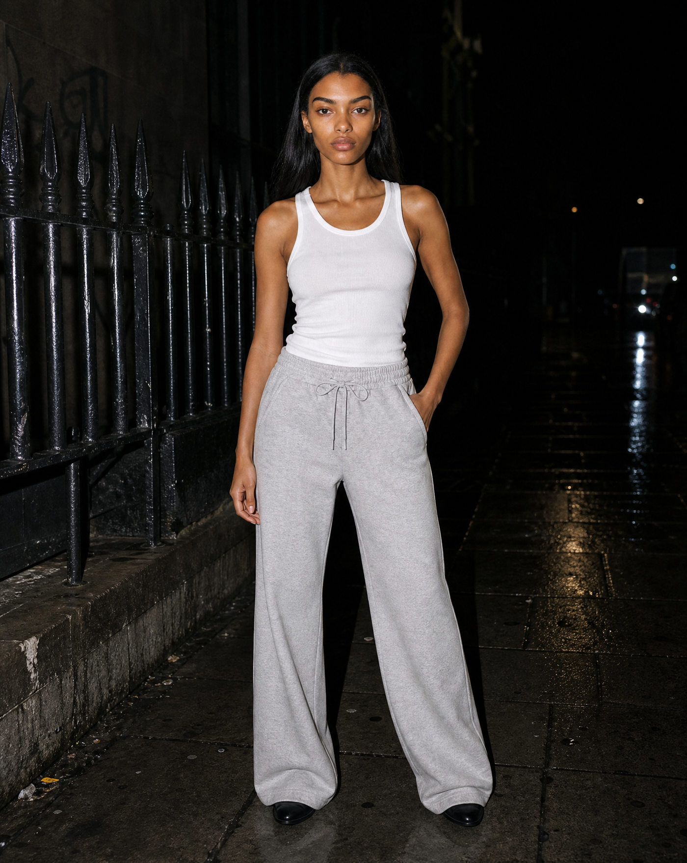 BLNKA editorial - Fleece Wide Leg Sweatpants