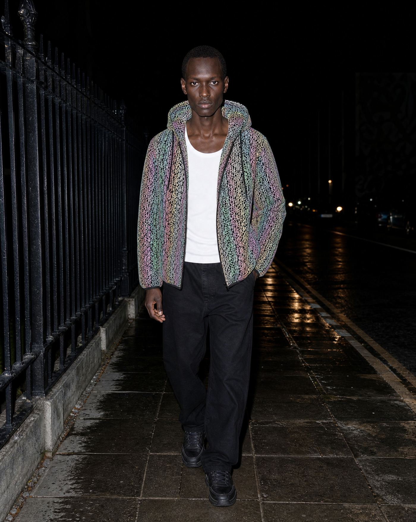 BLNKA editorial - Reflective Field Jacket