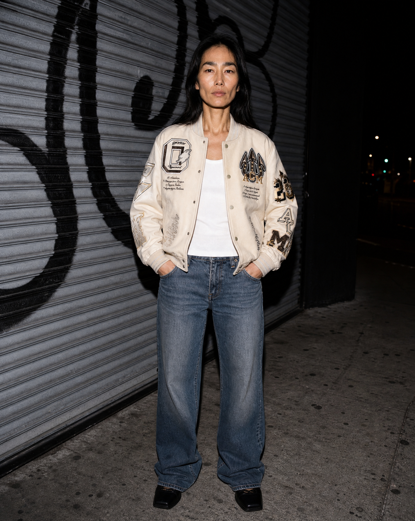 BLNKA editorial - Embroidered Varsity Jacket