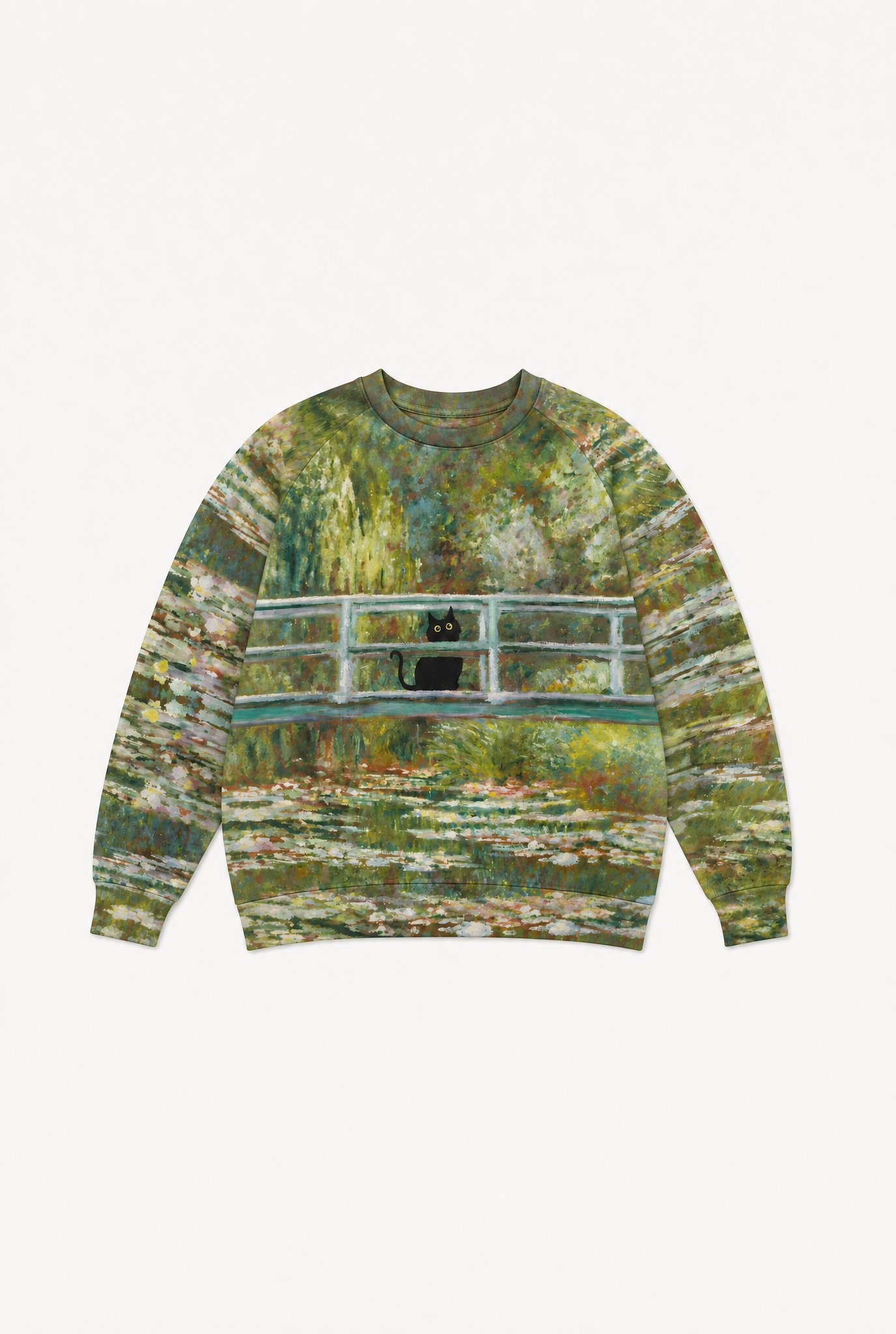Monet Cat Crew flat-lay