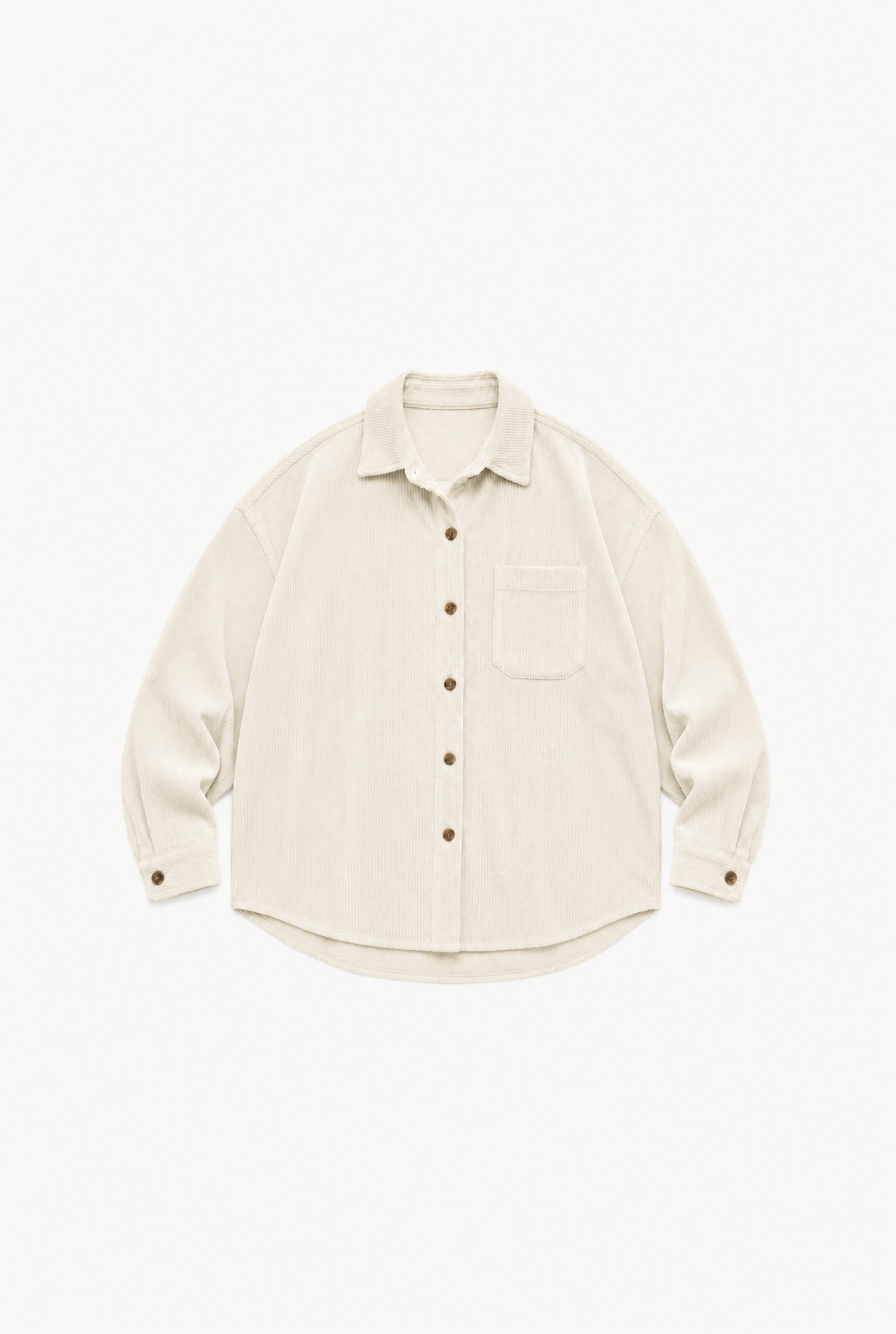 Beige Corduroy Overshirt flat-lay