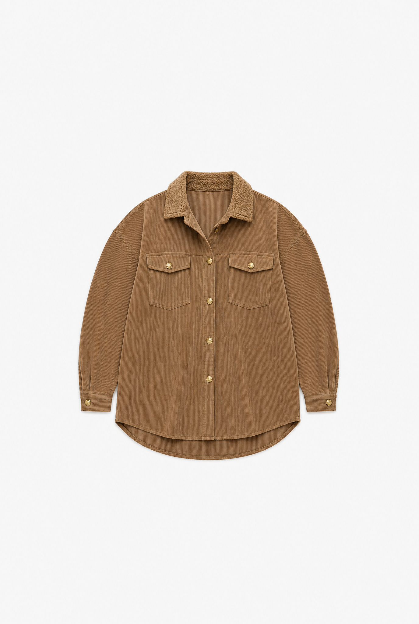 Brown Plaid Shacket flat-lay