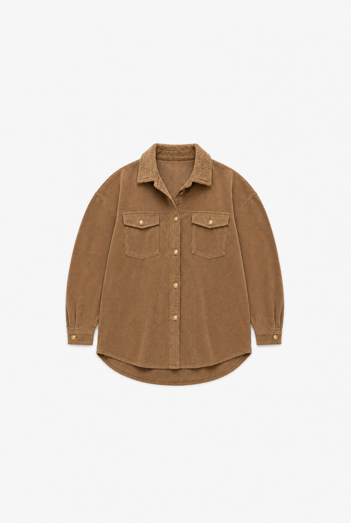 Brown Plaid Shacket flat-lay