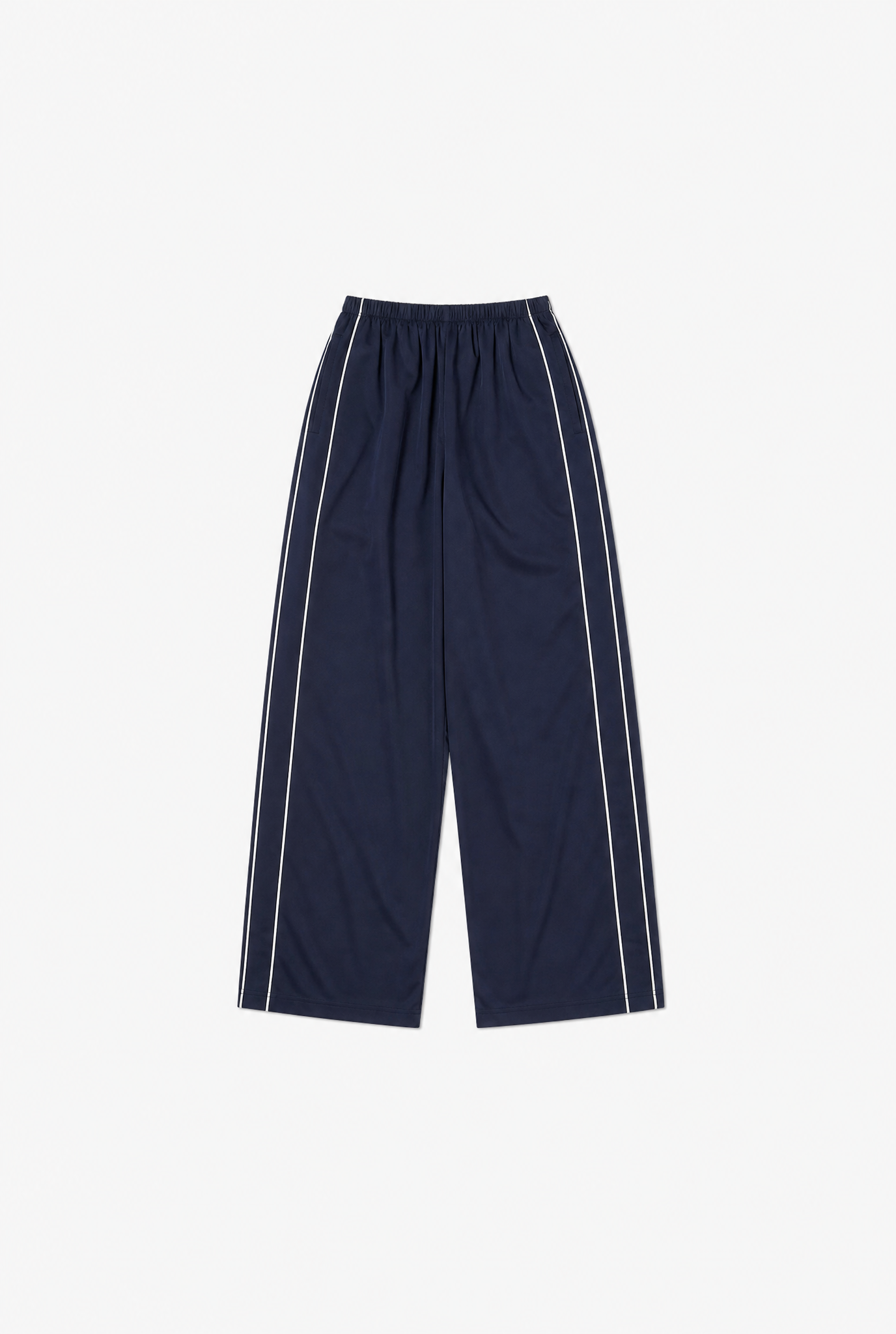 Navy Drawstring Trousers flat-lay