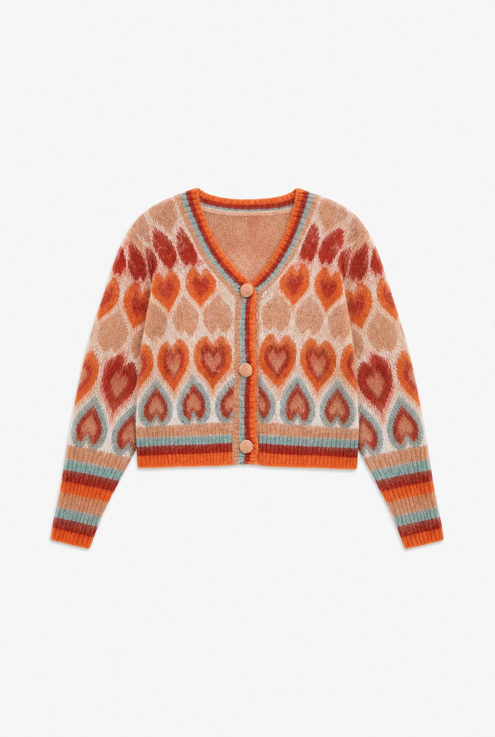Heart Knit Cardigan flat-lay
