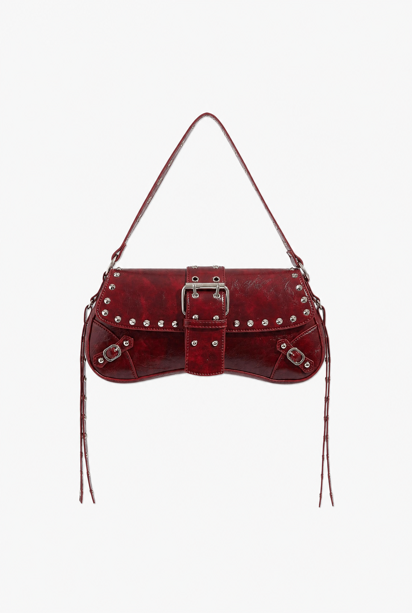 Burgundy Rivet Bag flat-lay