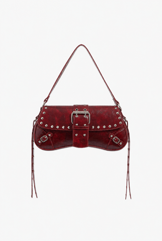 Burgundy Rivet Bag flat-lay