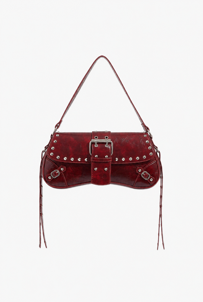 Burgundy Rivet Bag flat-lay