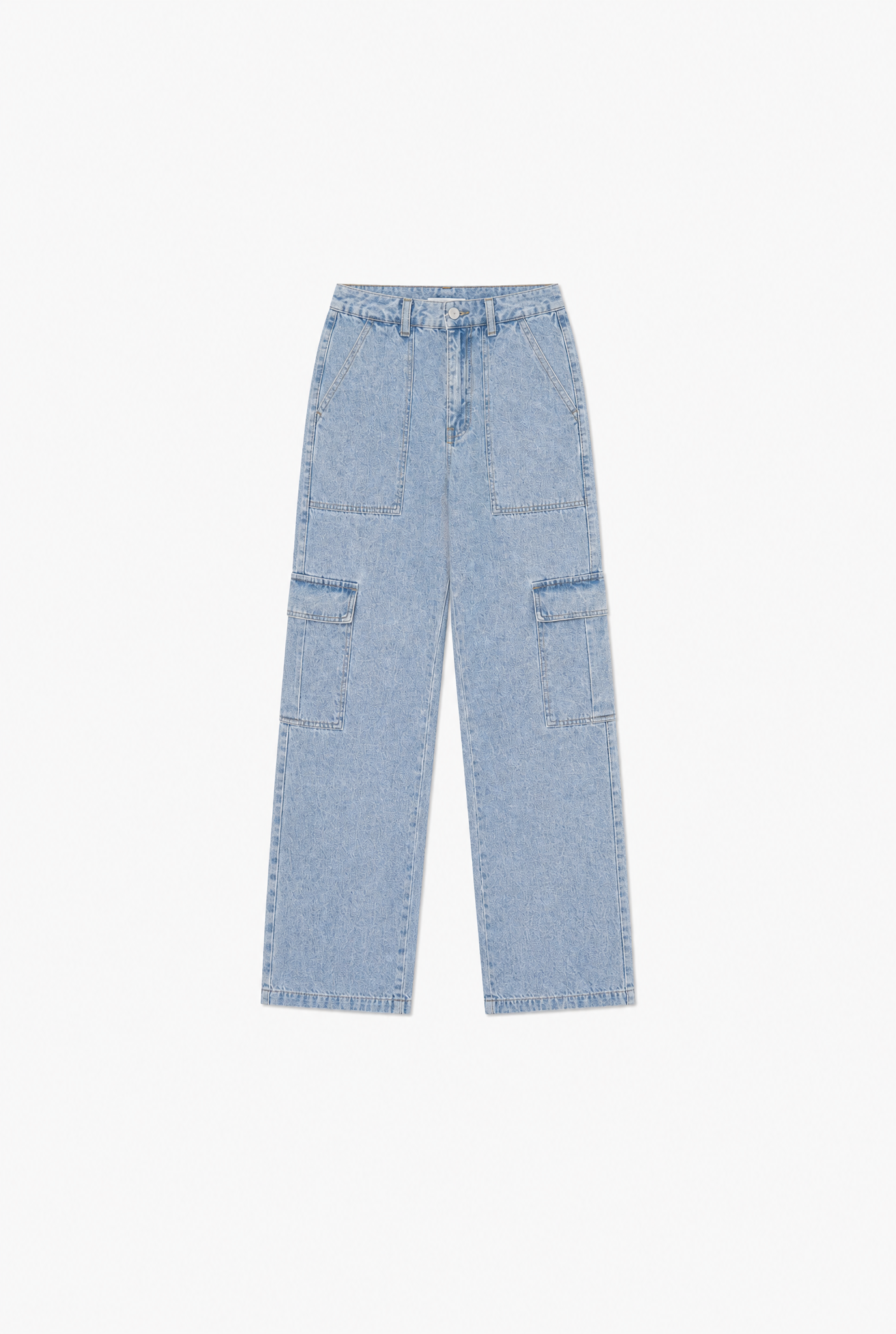 Light Wash Cargo Jeans flat-lay
