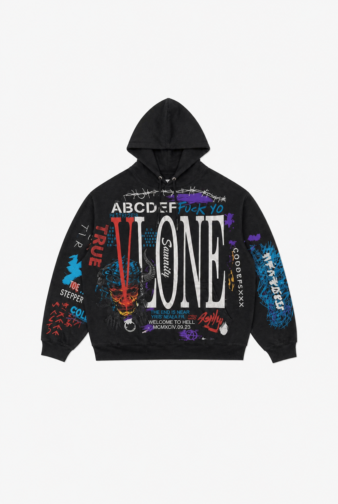 Graffiti Panel Hoodie flat-lay