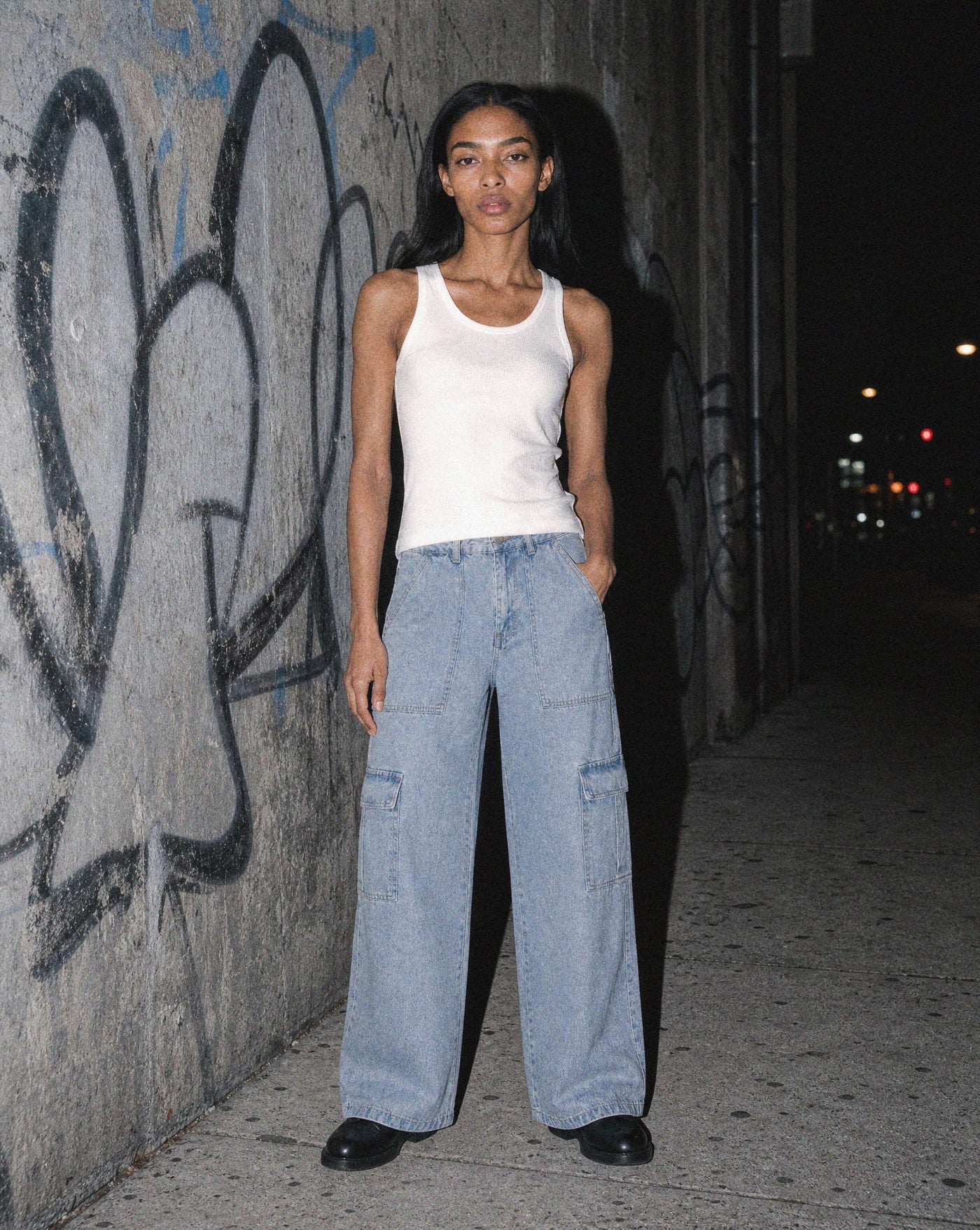 Light Wash Cargo Jeans — Blnka Kollective
