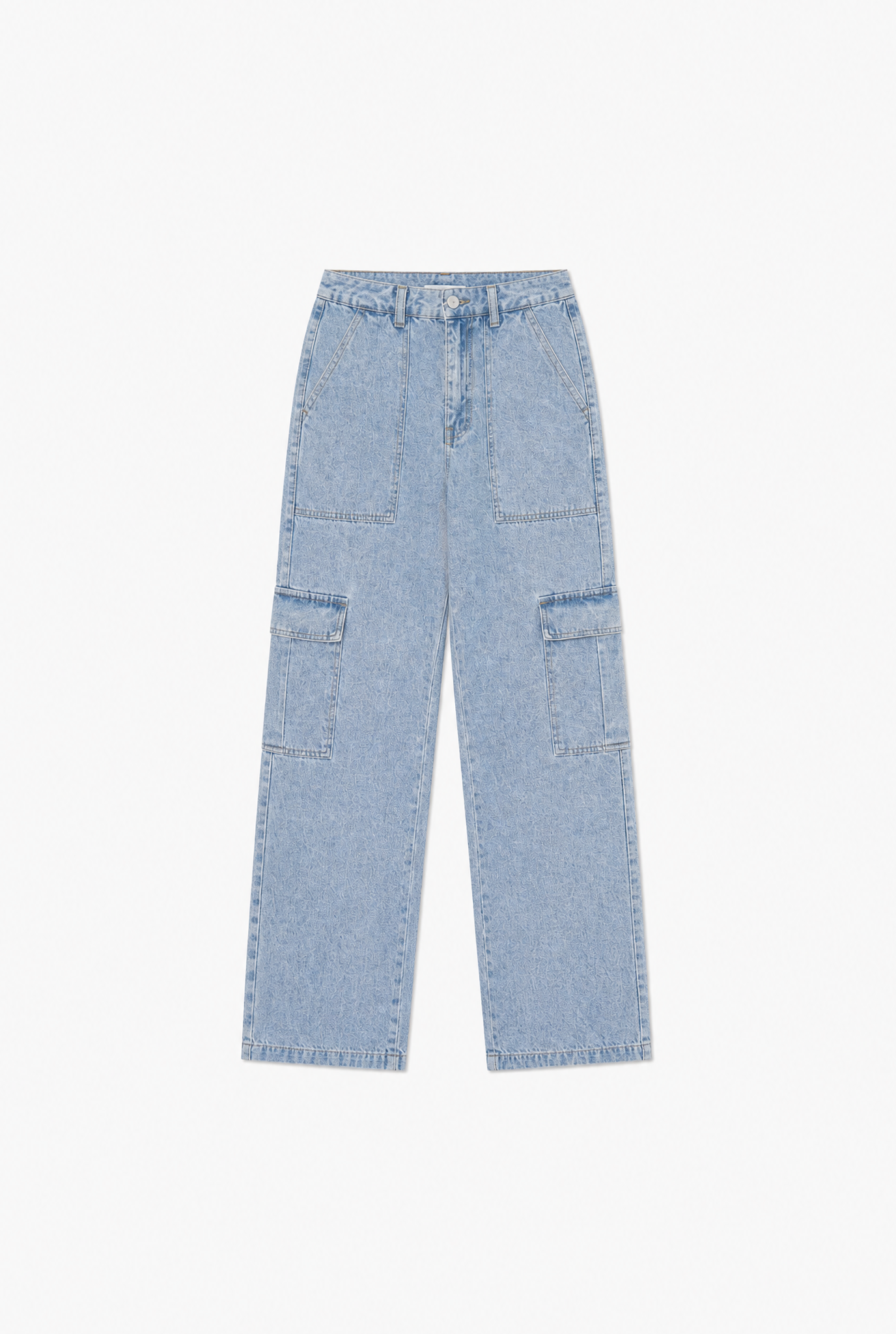 Light Wash Cargo Jeans flat-lay