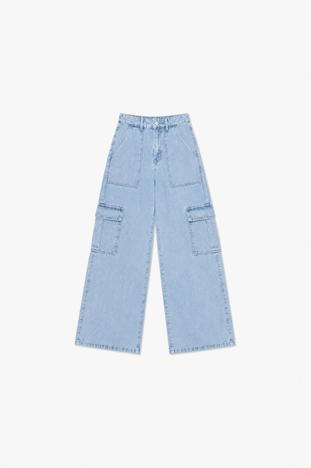 Light Wash Cargo Jeans flat-lay