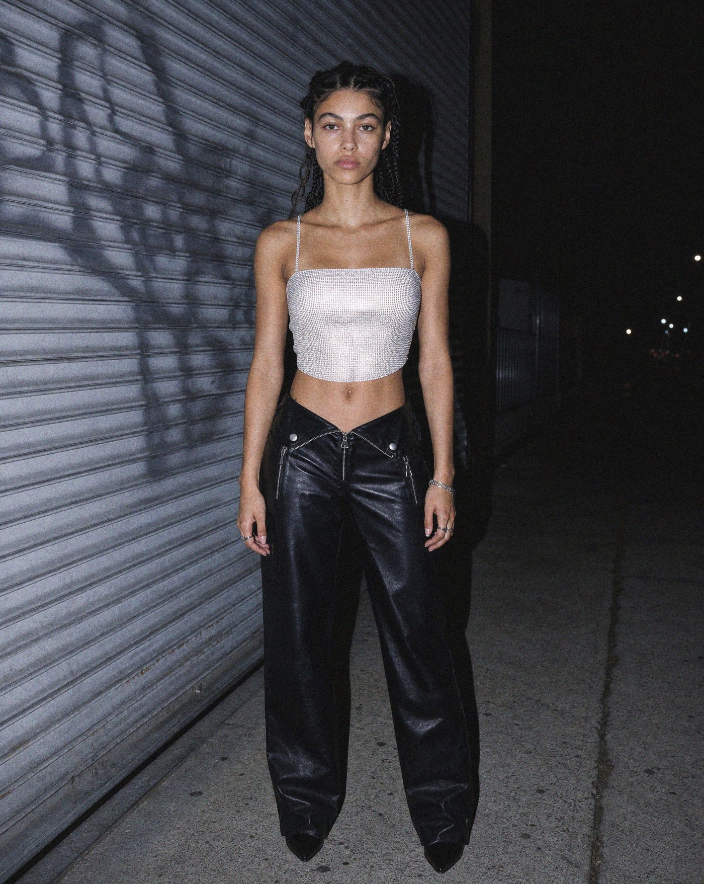 BLNKA editorial - Metallic Rhinestone Cami