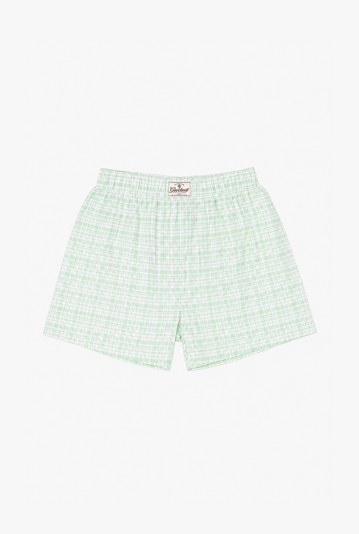 Mint Plaid Shorts flat-lay