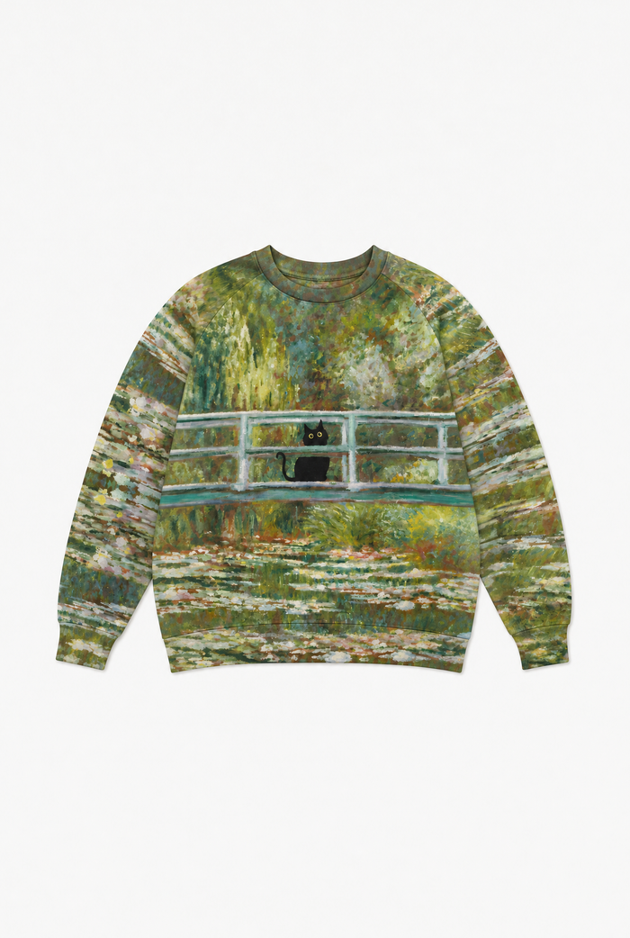 Monet Cat Crew flat-lay