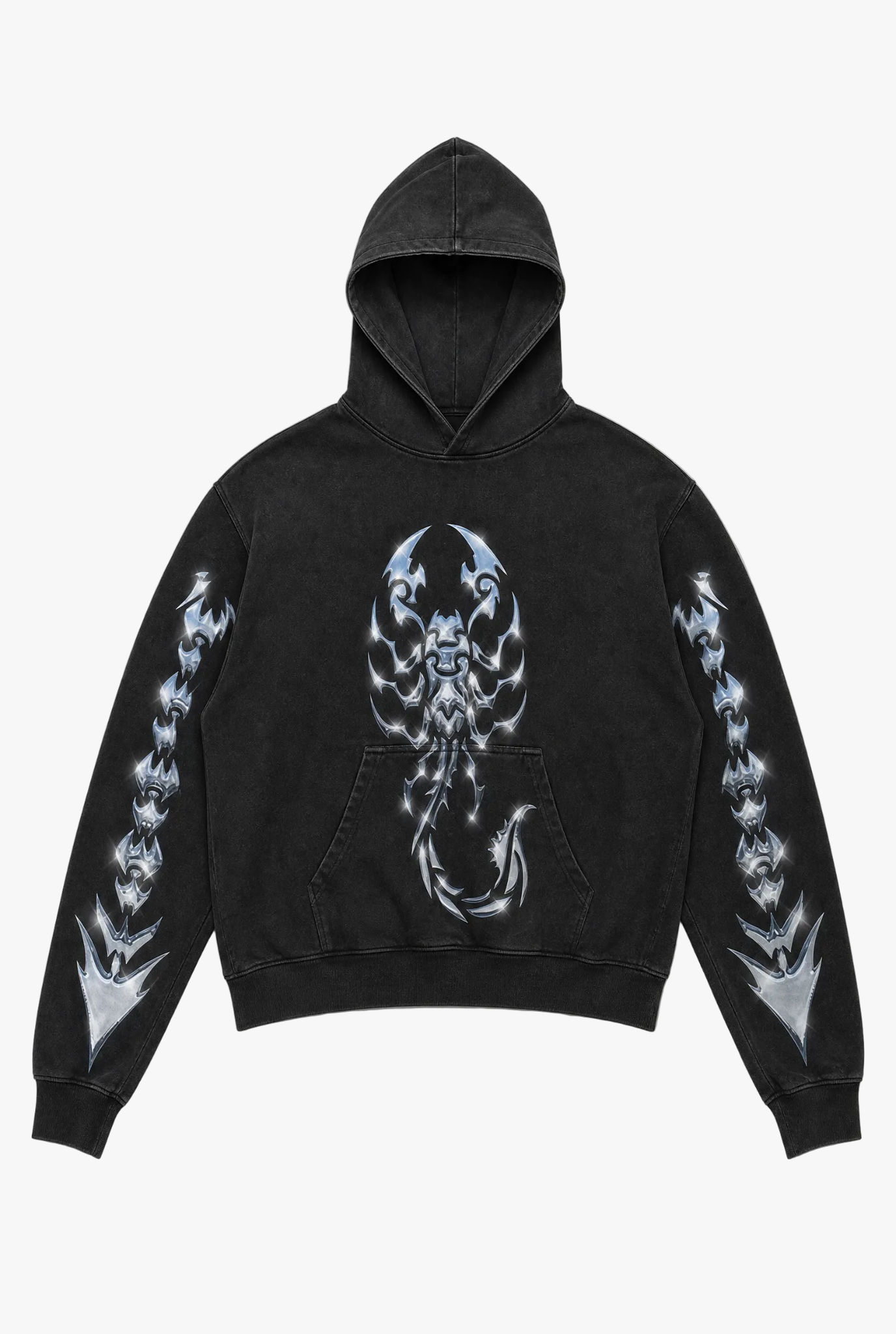 Nightfall Hoodie design 15 — graphic print hoodie flat lay by Sulta Studios