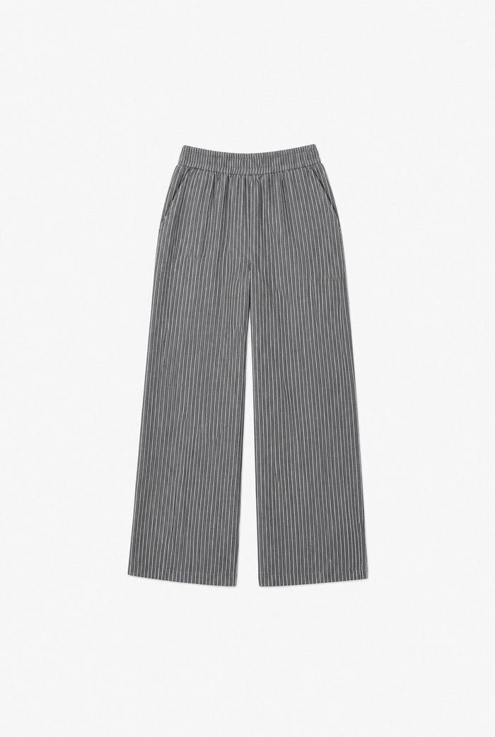 Pinstripe Wide Leg Trousers flat-lay